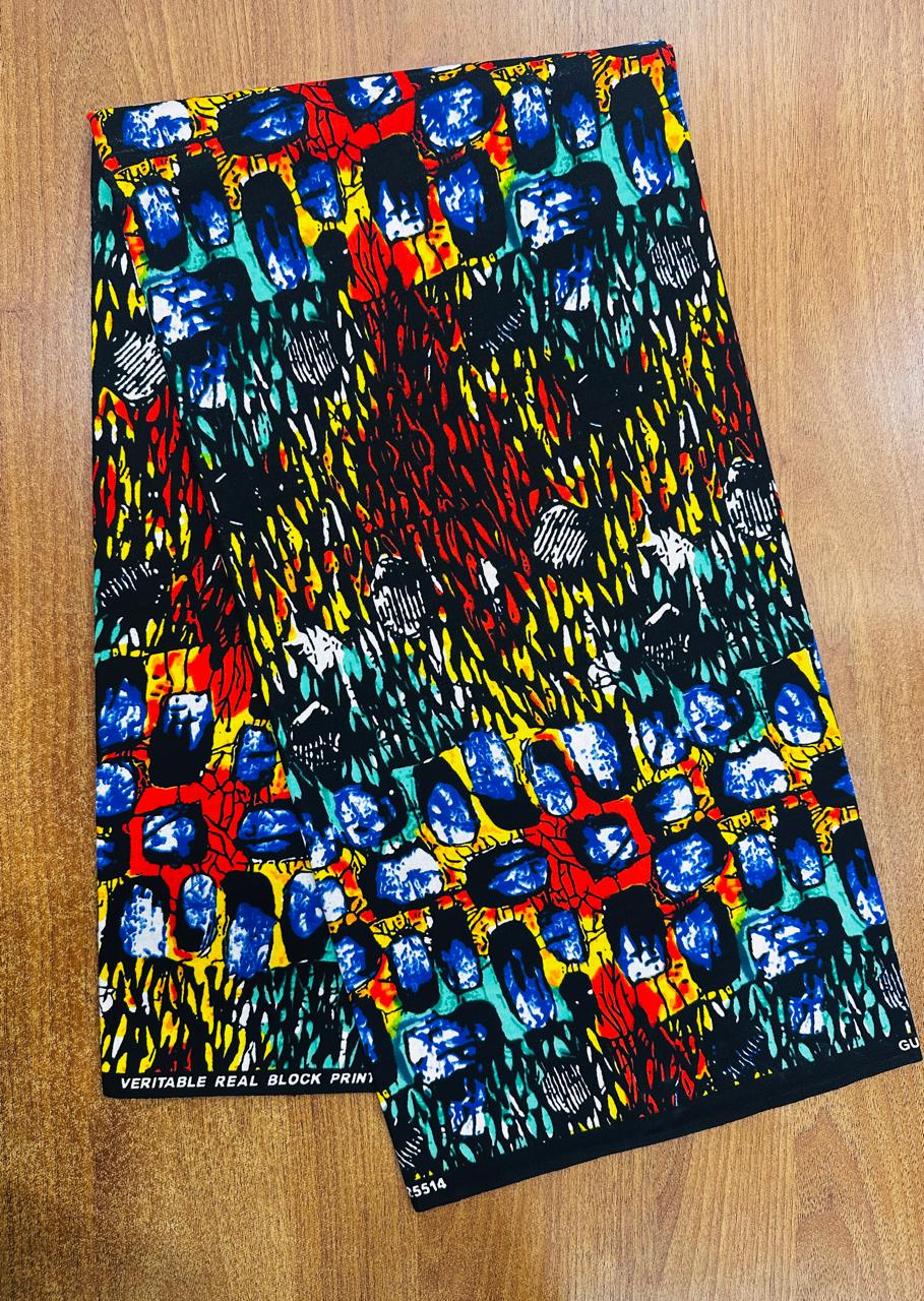 Veritable Real Block Print Multicolor Pattern